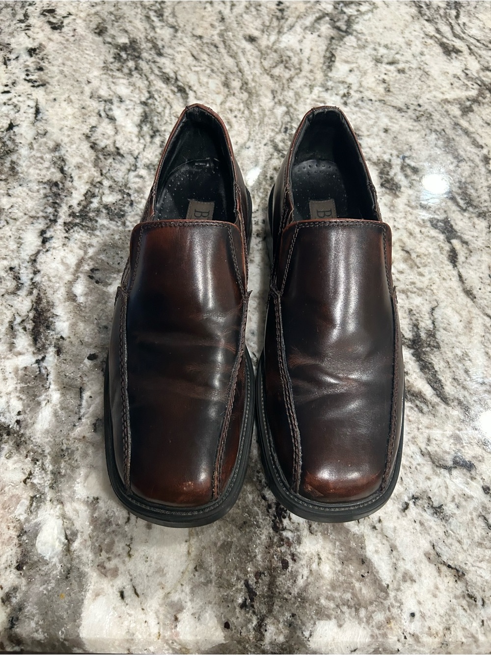 Borelli Men's Brown Leather Slip-On Dress Shoes